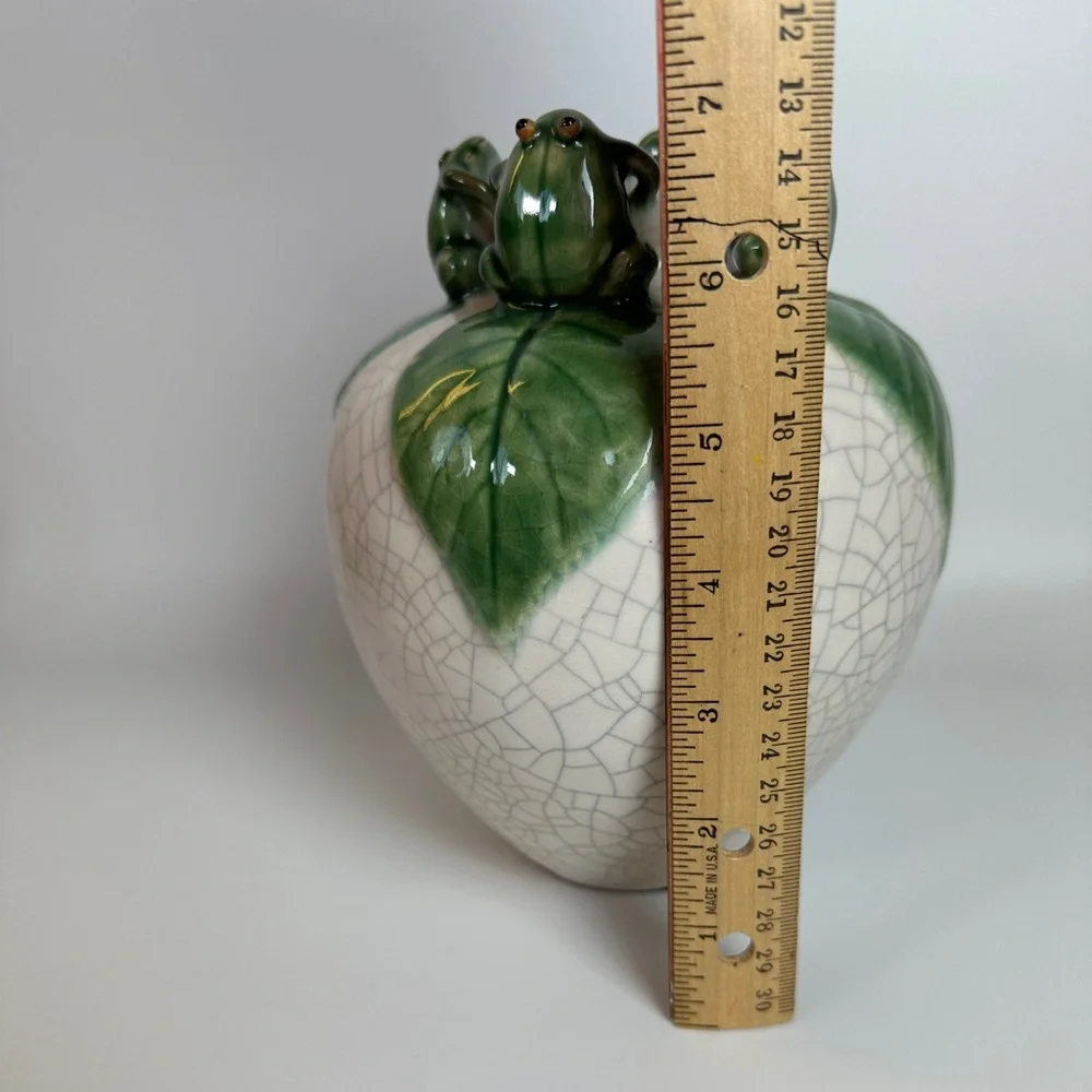 VTG Majolica Frog‎ Round Ceramic Art Pottery Vase
